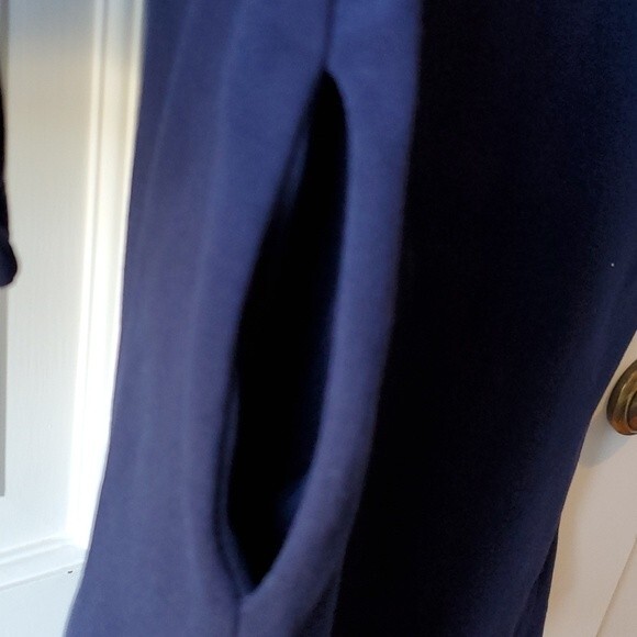 NY & COMPANY BLUE COTTON KNIT SHIFT DRESS SIZE MEDIUM POCKETS - Picture 5 of 10